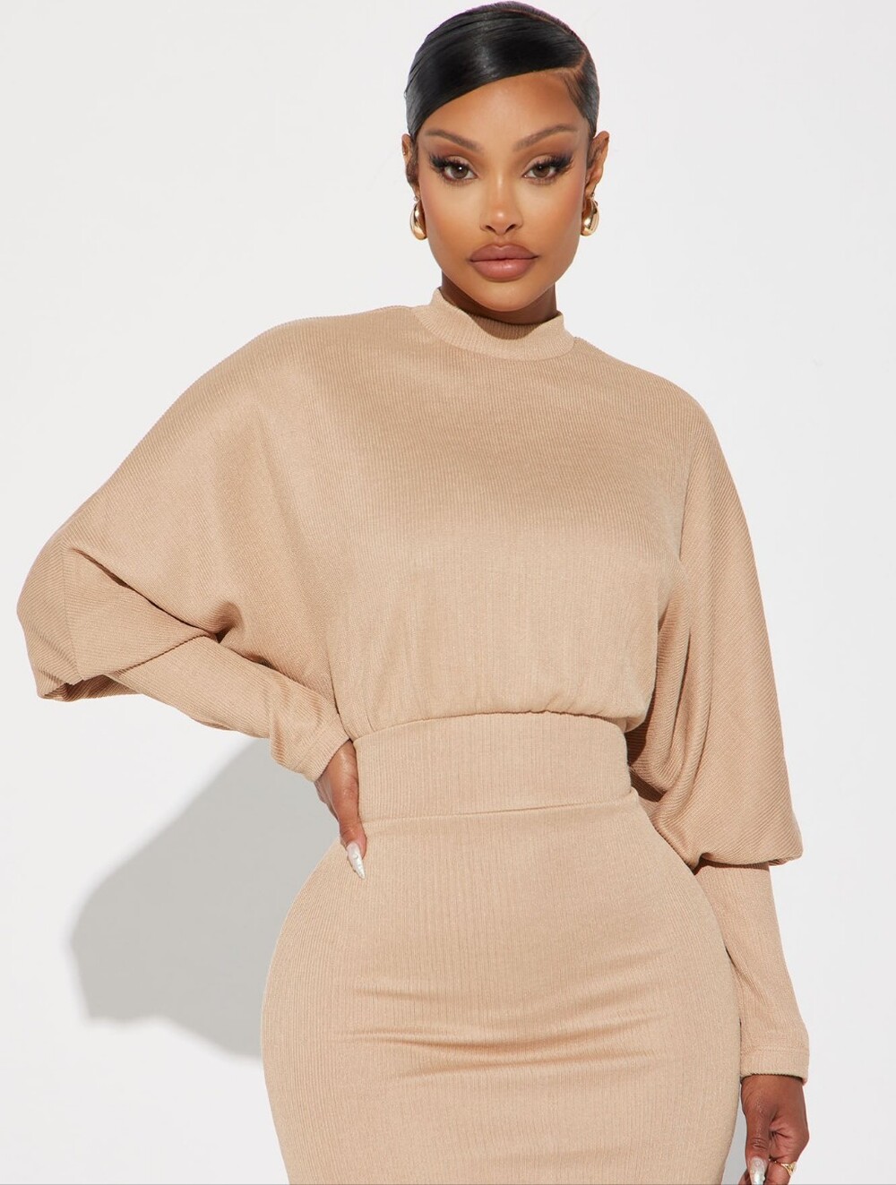 Fashion Nova Tan Cowl Neck Sweater